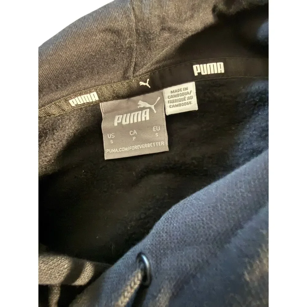 Puma Hoodie Mens Sweatshirt Black Size small red logo - Picture 6 of 10